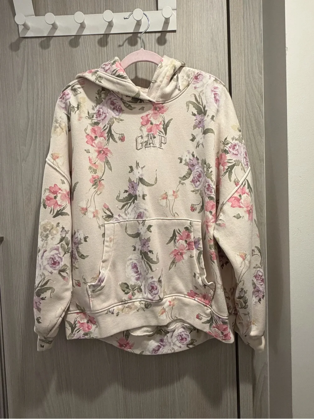 GAP x LoveShackFancy Cream Floral Hoodie Sweater